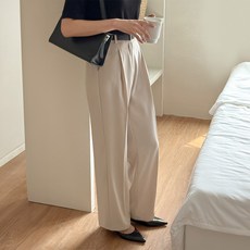 이블렛 여성용 숏/미들/롱 기장 린베이 길이별 세미와이드 핀턱 슬랙스