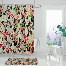 花朵類型 浴簾 TYPE4 180 x 120 cm + 窗簾掛環 12入, 1套