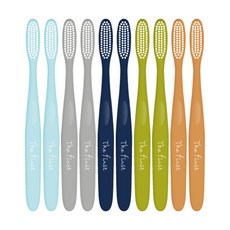 First Corn Material 兒童牙刷套組 3 步 5 x 2p, 天空藍+灰色+海軍藍+綠色+駝色, 10支, 1組