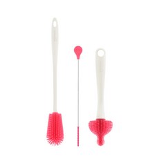 sillymann 奶瓶/奶嘴清潔套組，奶瓶刷+奶嘴刷+吸管刷, 粉色, 1組