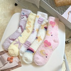 워더미 여성용 따뜻 보송 무압박 임산부 홈 수면 양말 5켤레 세트 M1080, 1세트