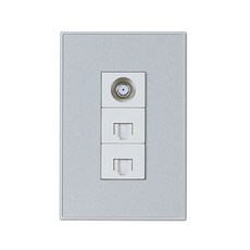 TILINS 網路 8P 2孔 CATV 2路插座 皓月銀, 1個