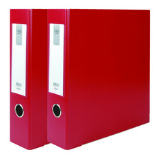 MiDAS HYUNPOONG D型環合成紙板文件夾 名牌型 3孔 A4 7cm, 紅色, 2個