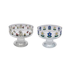 오체어스 상큼 글라스 디저트볼 2종 세트 1537, Vintage lamb, Petit flower, 1세트