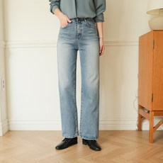 빼빼 여성용 난스판 베이직 롱 와이드 데님 팬츠