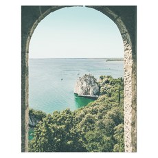 室內木質掛軸 + 現代景觀海報海洋窗戶套組, 黑色