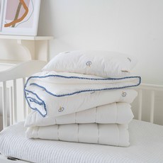 lolbaby 兒童柔軟棉被睡墊枕頭三件組, 白色雲朵款