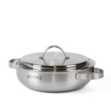 IH感應雙耳3層不鏽鋼淺湯鍋, 24厘米, 單色