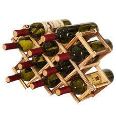 Lifesalim 摺疊式原木葡萄酒收納架展示架 10瓶裝, 胡桃木色, 1個