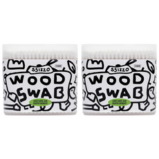 SSIZZO Tree Tips 基本木軸棉花棒, 200個裝, 2組