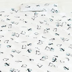 ahtty blanc 嫘縈寶寶安睡枕 + 毯子組, 企鵝