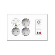 WONHA Ti2通訊插座待機3口+CATV+RJ45+喇叭插孔啞光白雪, 1個