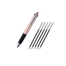 JETSTREAM 金屬多功能筆 4&1 Shaball 0.38mm + 筆芯鉛 0.38mm 黑色 5p, 粉紅色, 1套