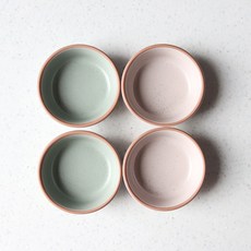 Grindley 陶瓷黏土醬料碗 4件組, 鼠尾草綠, 鼠尾草綠, 櫻草粉, 櫻草粉, 1套