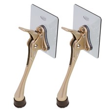 LIVINGiF 免鑽孔黏貼式一鍵馬蹄形門擋組 金色 大, 2套