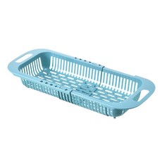 라인스미스 길이 조절 가능한 걸이형 물빠짐 야채 세척 바구니, 블루, 1개