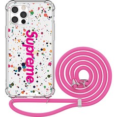 JUST4YOU 슈프림 투명 방탄 강화 목걸이 휴대폰 케이스