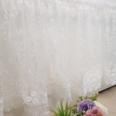 荷葉邊廚房短簾 200, 蕾絲白