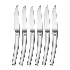 DEGRENNE LE PHIL餐刀無鋸齒刀片實心手柄餐桌牛排刀, 銀, 6個