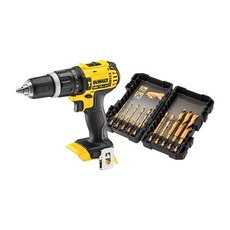 DEWALT 得偉 20V 鎚鑽起子+衝擊鈦鑽頭 10p 套組 DCD785(DCD785N)/DT50050, 1套