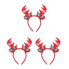 Minimi聖誕節Holly裝飾我的朋友魯道夫尖角髮箍, 3個, 紅色