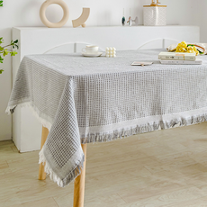 泰雅 北歐風情調桌巾 四季通用毛巾桌布, 1個, 90 x 90 cm, 灰色
