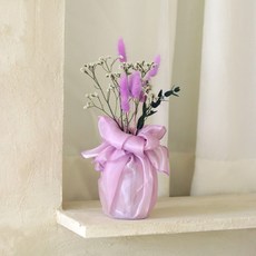 ScentBasket 韓式包巾裝飾花瓶 + 兔尾草永生花套組, 紫色