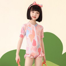 Ubly 女童 Jurag 防曬衣 短袖 褲子 拉鍊 連身裙 泳衣