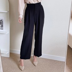 Lamir 女款顯瘦高腰半修身靴型西裝褲 短版