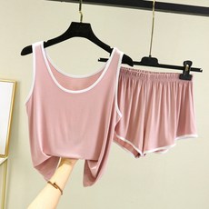 피어니스트 여성용 통기성 컬러 스포티 캐주얼 잠옷 상하의 세트