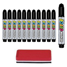 DONG-A 白板筆 12入 + 板擦組, 黑色, 1套