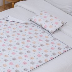 아띠블랑 유아용 순면 아기베개 + 블랭킷 세트, 체크베어