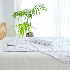 아띠블랑 신생아용 인견 베개커버 2p + 속통 + 블랭킷 + 바디필로우 + 패드 꿀잠 세트, 팜트리