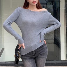 레몬소울 여성용 볼베 골지 오프숄더 니트티