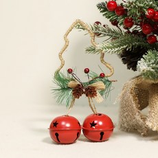 SONIO 彩色懸掛式聖誕室內裝飾品, 14 紅色樹形鈴鐺, 1個