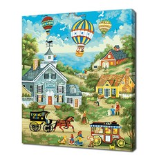 自助彩繪 神秘村莊插畫 DIY 40 x 50 cm, 23色, 1個