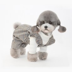 펫보스 강아지 봄 가을 멜빵 호박바지 올인원, 블루체크, 1개