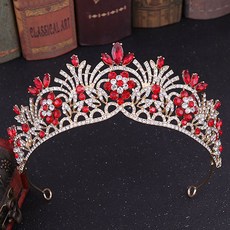 Estella 自助婚禮髮飾 花朵皇冠 cmc204, 1個, 紅色