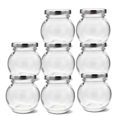 mir 迷你球形玻璃儲物罐 銀色, 8個, 100ml