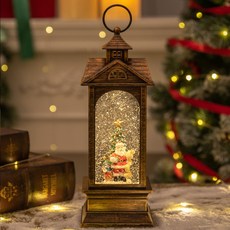 러블리팜 크리스마스 테이블 소품 스노우 워터볼 오르골 사각기둥, 산타