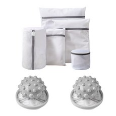 MONACO OLIVE 濾網一體式鬼怪洗衣球 灰色 2入 + 洗衣袋 5件組, 1套