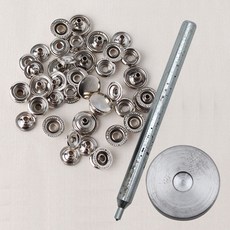 Button King 東大門鈕扣王 環形點狀按扣 15mm x 10入 + 手持壓製工具組, 鎳, 1套