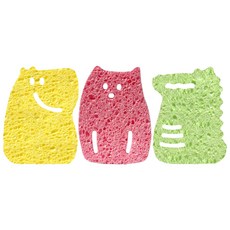 키니비니 유아용 순식물성 목욕스펀지 3종 세트, 무무, 냥냥, 엘레, 1세트