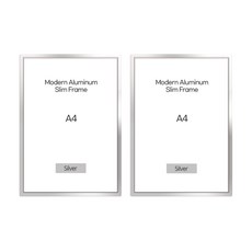 現代鋁製窄邊相框 2入, 銀色