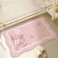 위더홈 파스텔 튤립 뽀송 발매트, 핑크
