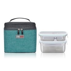 STENLOCK 史丹利 2層長方形便當盒 中 500ml+1000ml組, VINTAGE GREEN, 1組