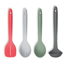 Joseph Joseph 湯勺+調料勺+漏勺+鍋鏟料理用具組, 炒鏟+炒匙+實心湯杓+實心醬匙, 混色, 1組