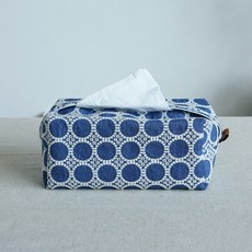圓形刺繡面紙套, 藍色