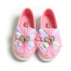 FROM'BEBE 女童 Fly 彩虹蝴蝶結緞帶運動懶人鞋