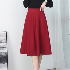 Elsso 女款中長百褶鬆緊腰傘狀A字裙